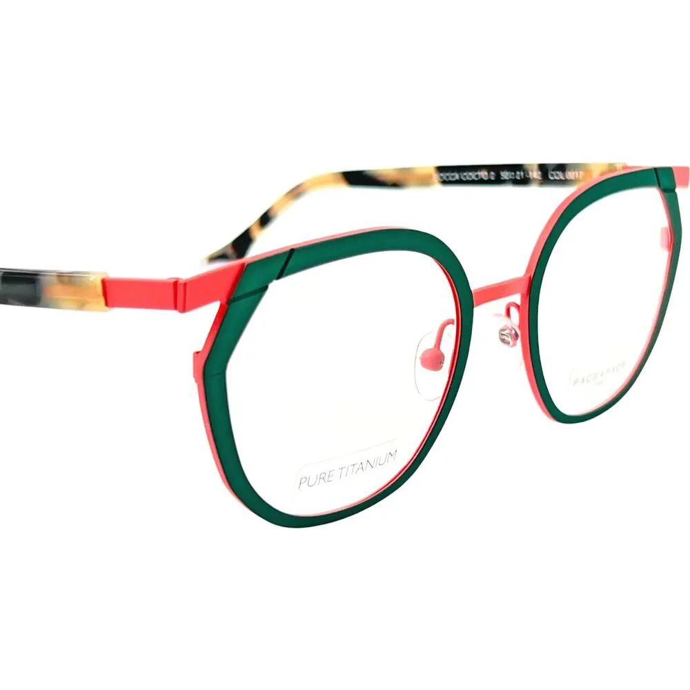 Face A Face Bocca Cocto 2 Womens Eyeglass Frame 0017 Green Pink 50-21 Italy